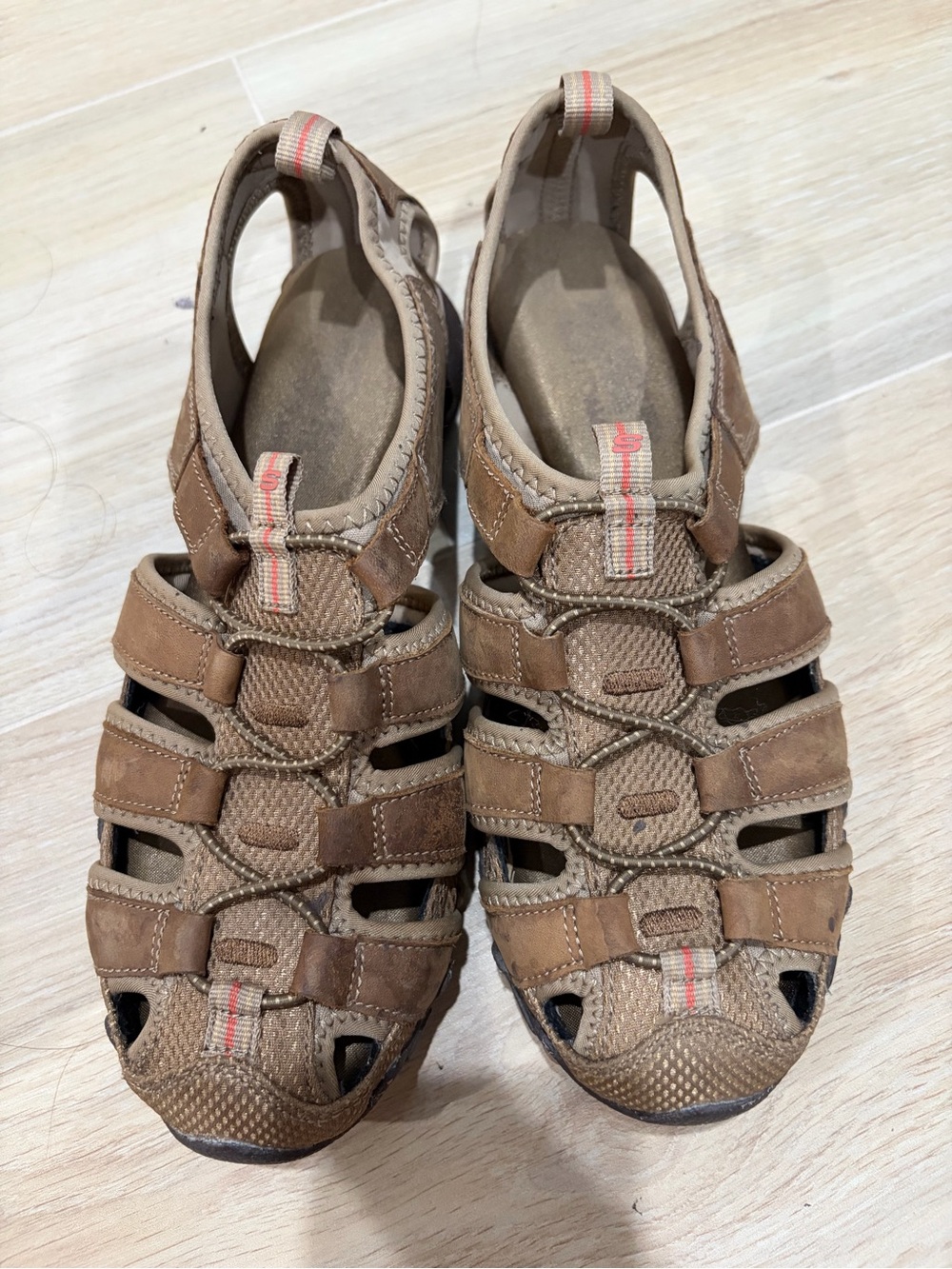 Skechers Brown and Tan Closed-Toe Sport Sandals